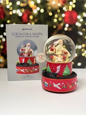 Hallmark Coca-Cola Santa Musical Snow Globe - Red and Green